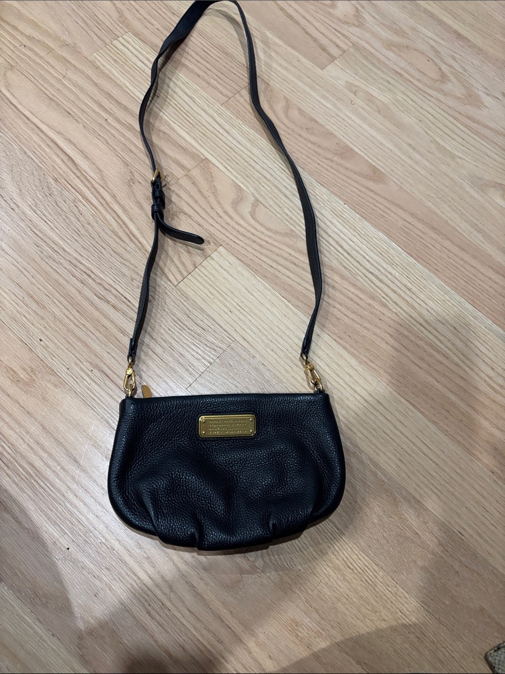 Marc By Marc Jacobs Black Pebbled Leather Crossbody with Gold Hardware